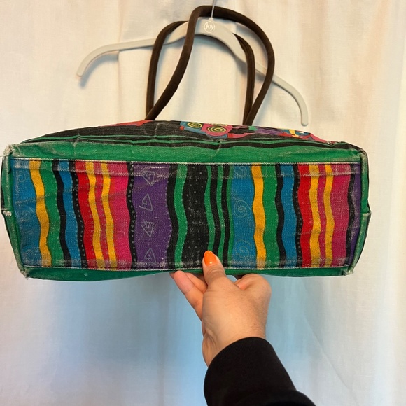 Laurel Burch multicolored Cats & Stripe Canvas Shoulder Tote Bag - Picture 5 of 10